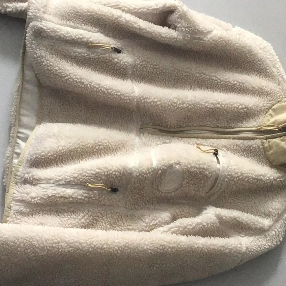 NORTH FACE cream tan neutral Sherpa cropped pullover crop jacket half zip - Picture 3 of 14